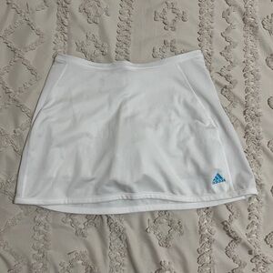 Adidas White Athletic Skirt with Blue Emblem
